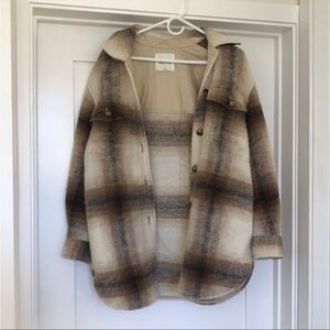 Aritzia Wilfred Free the Ganna Wool Shacket — Brown & Cream